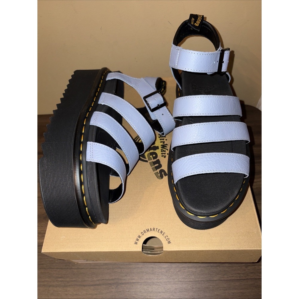 NIB Dr. Martens Blaire Pisa US 10 EU 42 Platform Strappy Ankle Sandals Zen Blue